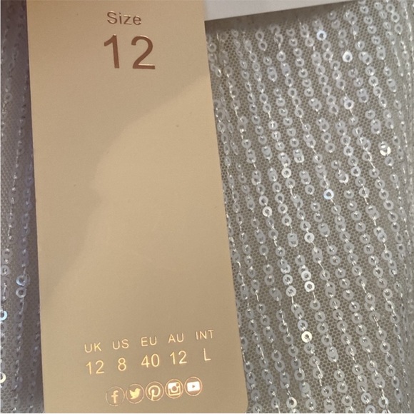 Club L London White Sequin Long Sleeve Mini Dress Size 8 - Picture 10 of 16